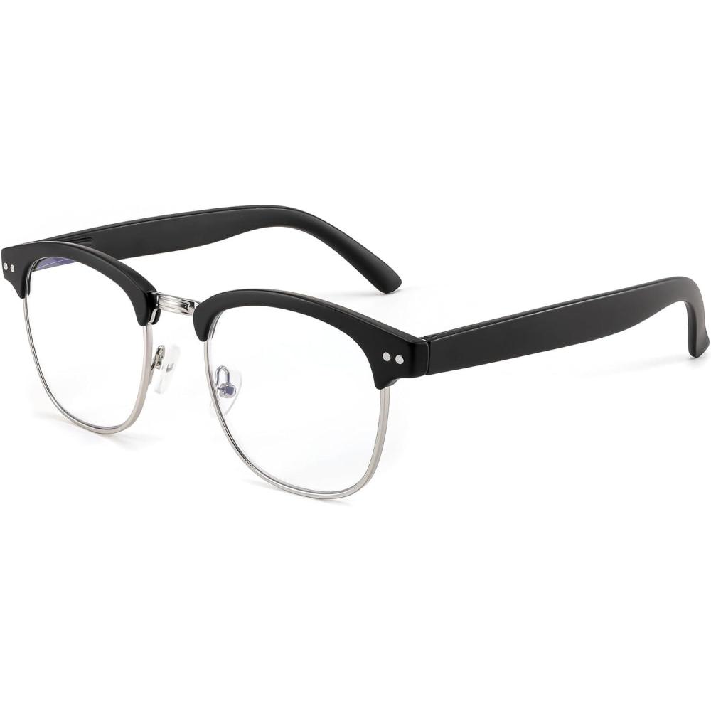 imageFEISEDY Reading Glasses Classic Half Frame Retro SemiRimless Clear Lens Blue Light Blocking Glasses B0005Black