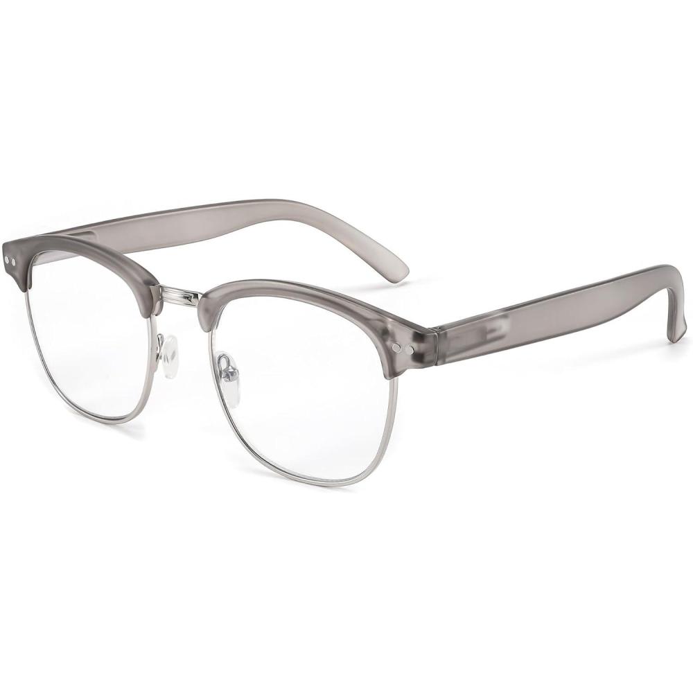 imageFEISEDY Reading Glasses Classic Half Frame Retro SemiRimless Clear Lens Blue Light Blocking Glasses B0005Grey