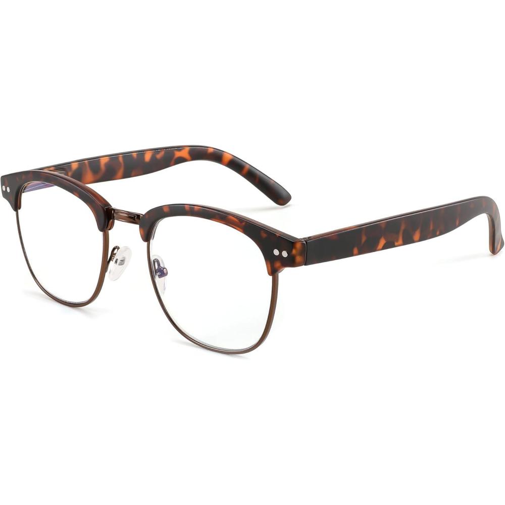 imageFEISEDY Reading Glasses Classic Half Frame Retro SemiRimless Clear Lens Blue Light Blocking Glasses B0005Leopard