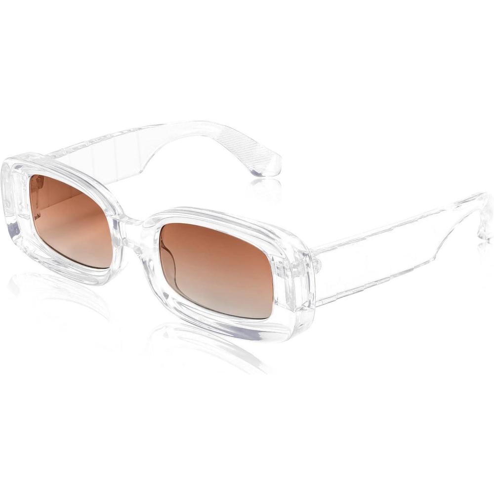 imageFEISEDY Rectangle Sunglasses for Women Men Retro Y2k 90s Thick Frame Chunky Square Sunglasses UV400 Protection B2307Clear
