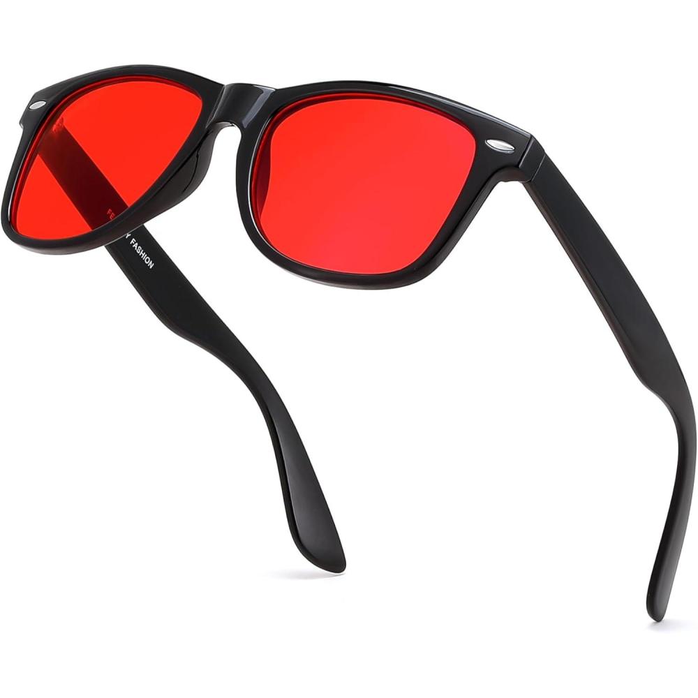 imageFEISEDY Red Lens Blue Light Blocking Glasses Anti Blue Light Computer Gaming Eyeglasses Reduce Eyestrain G1858