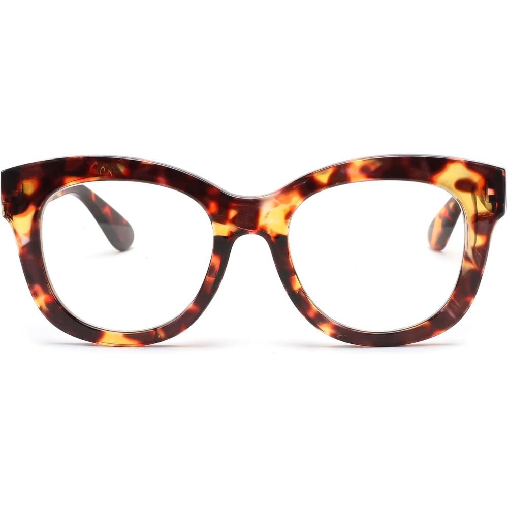 imageFEISEDY Retro Blue Light Glasses for Women Men Thick Square Glasses Blue Light Blocking Anti Glare Digital ampampEyestrain B0278Tortoise