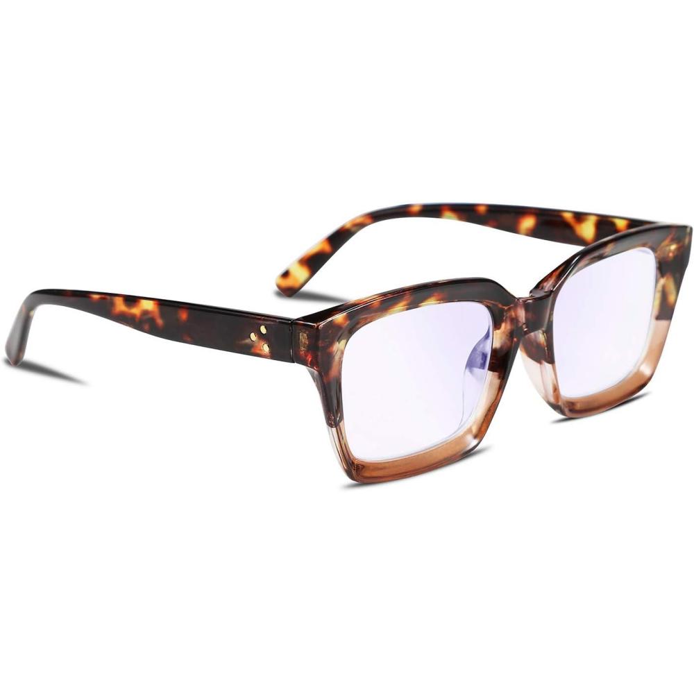 imageFEISEDY Retro Square Blue Light Blocking Reading Glasses Anti Glare Digital Eyestrain Reader B2479Leopard