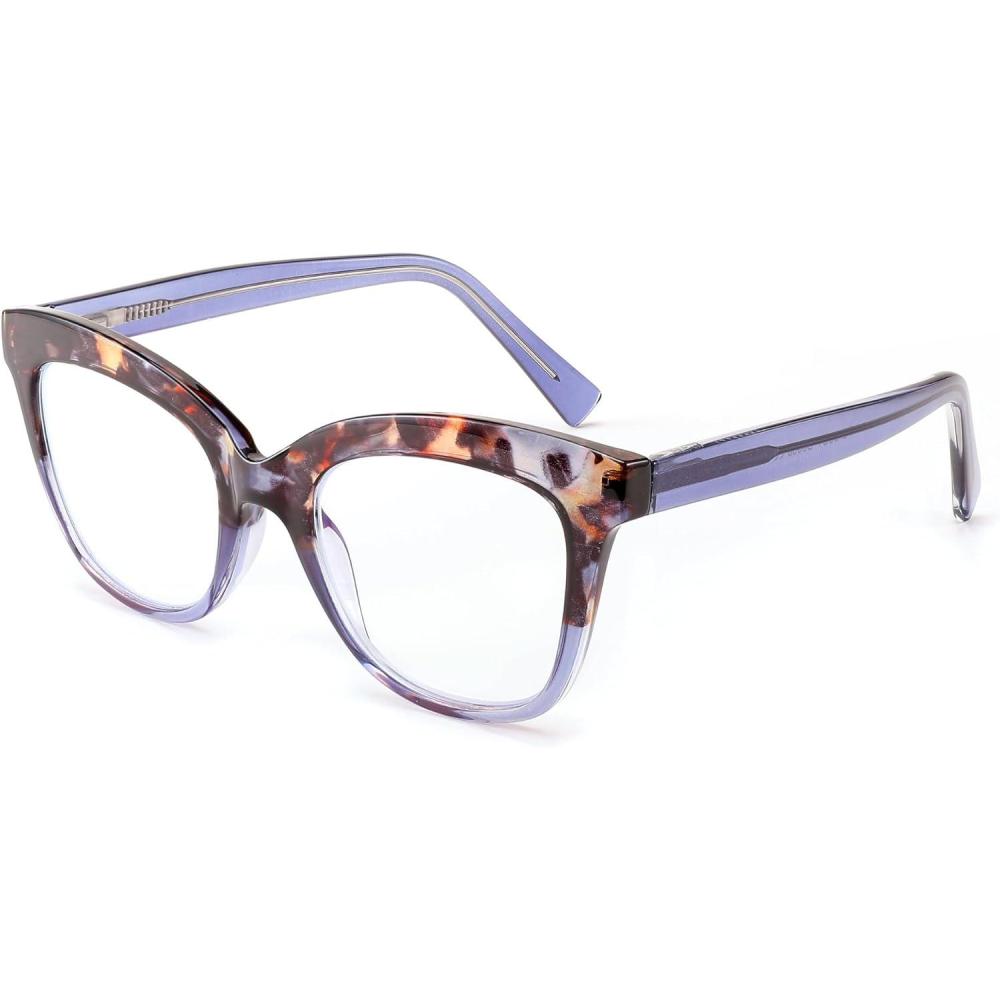 imageFEISEDY Retro Square Reading Glasses Anti Glare Digital Blue Light Blocking Eyestrain for Women Reader B0058Blue Leopard