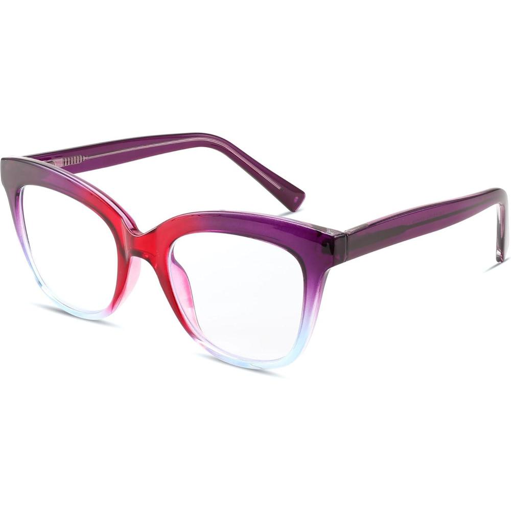 imageFEISEDY Retro Square Reading Glasses Anti Glare Digital Blue Light Blocking Eyestrain for Women Reader B0058Purple Leopard