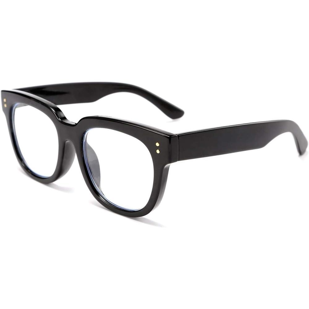 imageFEISEDY Retro Square Thick Big Frame Blue Light Blocking Reading Glasses Anti Glare Digital Eyestrain Reader B2523Black