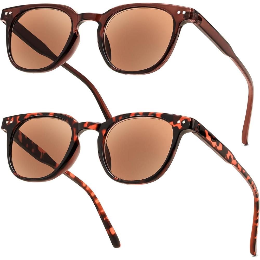 imageFEISEDY Round Reading Sunglasses for Men and Women Stylish Blue Light Blocking Readers B0113Teatortoise