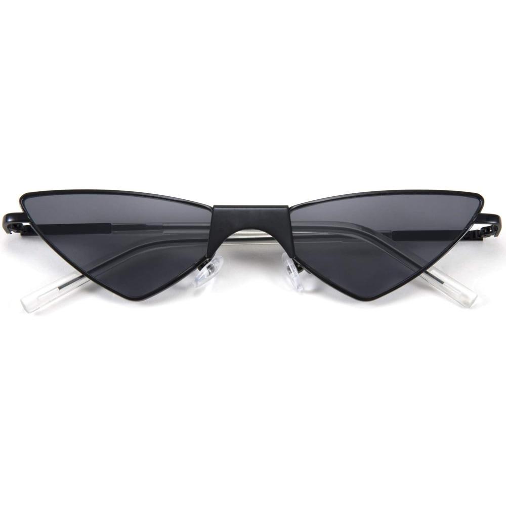 imageFEISEDY Small Cat Eye Sunglasses Women PUNK Party Metal ROCK Candy Color Glasses B2721Black