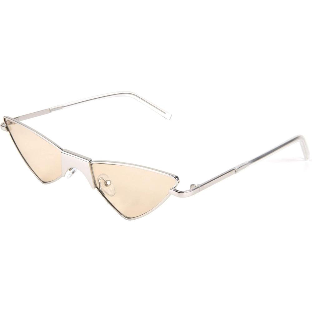 imageFEISEDY Small Cat Eye Sunglasses Women PUNK Party Metal ROCK Candy Color Glasses B2721Light Brown