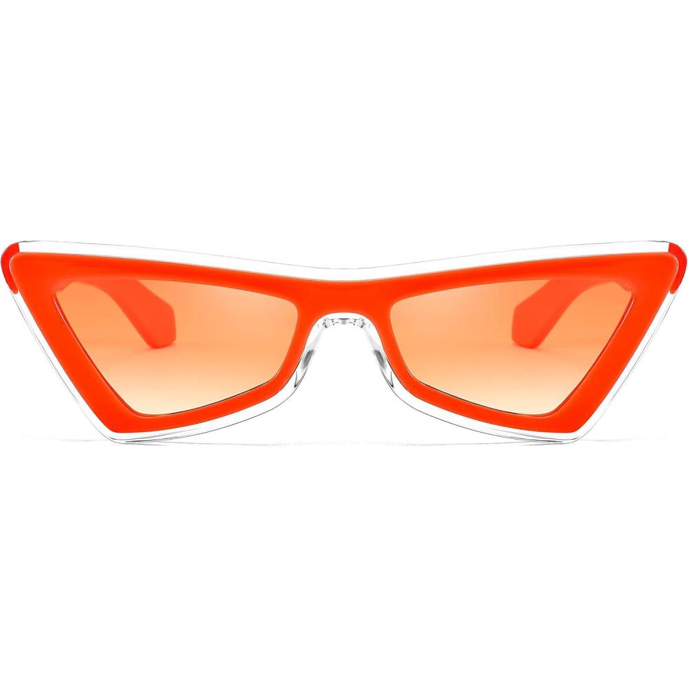 imageFEISEDY Small Sunglasses for Women Vintage Square Cat Eye Fashion 70s 90s Thick Frame UV Protection Eyewear B0007Yellow Yellow