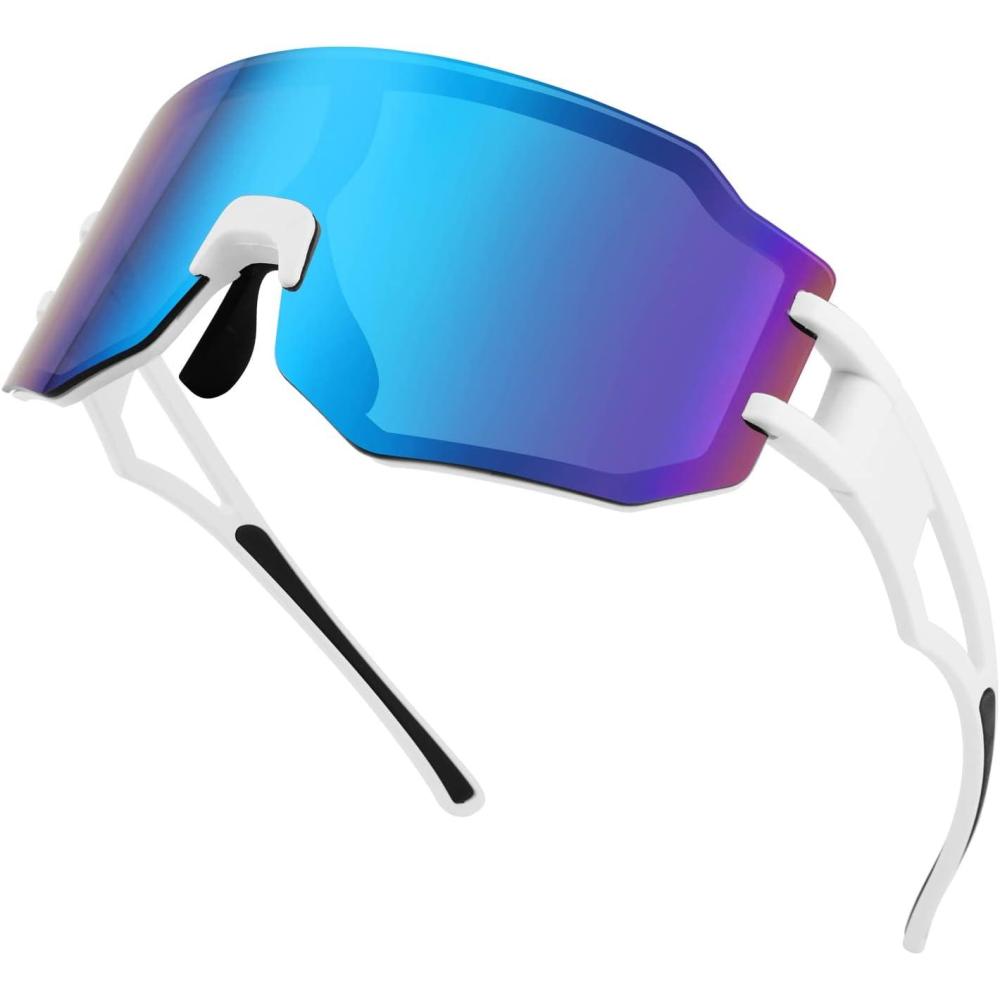 imageFEISEDY Sports Cycling Glasses Men Fashion Mirrored Bicycle Sunglasses One Piece Rimless Lens B2867