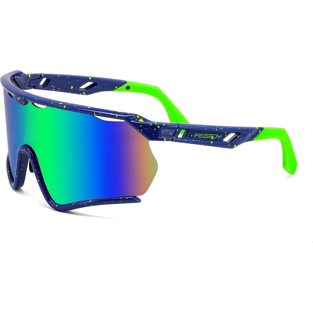 imageFEISEDY Sports Sunglasses for Men Women Youth Baseball Cycling Running Softball Biking Glasses B0305Green