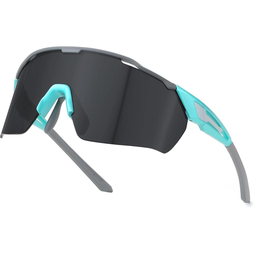 imageFEISEDY Sports Sunglasses for Men WomenDriving Fishing Cycling Mountain Sunglasses UV400 Protection B014902 Blue Frame Grey Lens