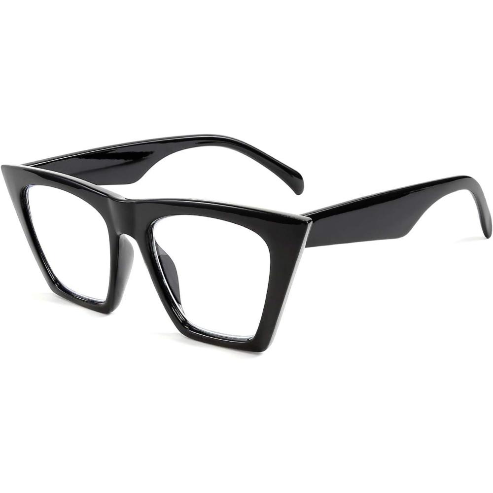imageFEISEDY Square Cat Eye Reading Glasses Blue Light Blocking Women Fashion Cateye Reader Anti Glare Digital Eyestrain B2604Black