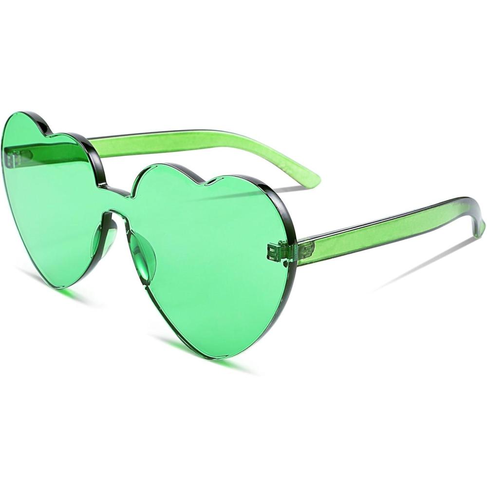 imageFEISEDY Thick Heart Sunglasses Rimless Heart Shaped Sun Glasses Women Fashion Love Glasses B2419Green