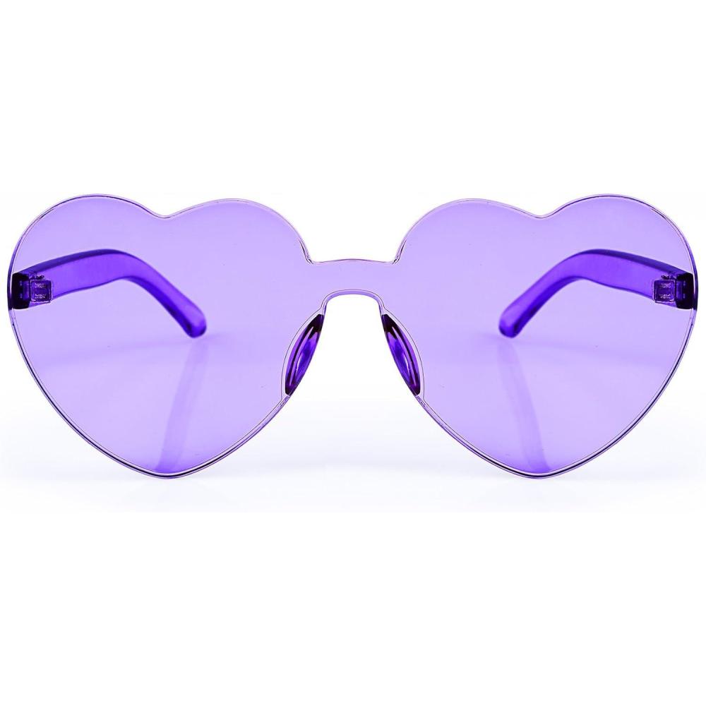 imageFEISEDY Thick Heart Sunglasses Rimless Heart Shaped Sun Glasses Women Fashion Love Glasses B2419Purple