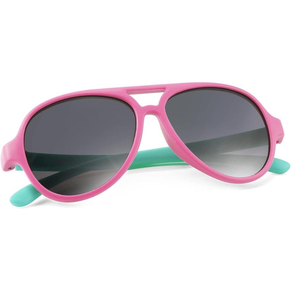 imageFEISEDY Toddler Aviator Polarized Sunglasses Flexible Frame Cute Baby Boys Girls Age 06 Rubber Outdoor B2789001 Pink  Cyanblue