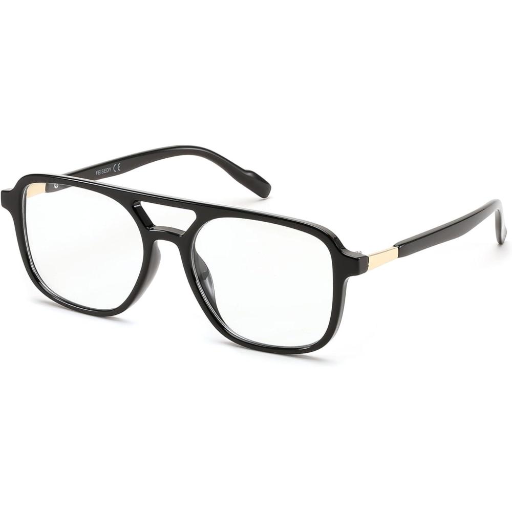 imageFEISEDY Vintage Blue Light Glasses for Women Men Trendy Retro Computer Glasses B0265Black