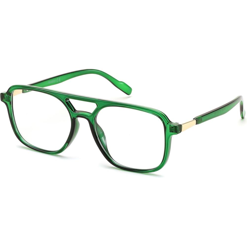 imageFEISEDY Vintage Blue Light Glasses for Women Men Trendy Retro Computer Glasses B0265Transparent Green