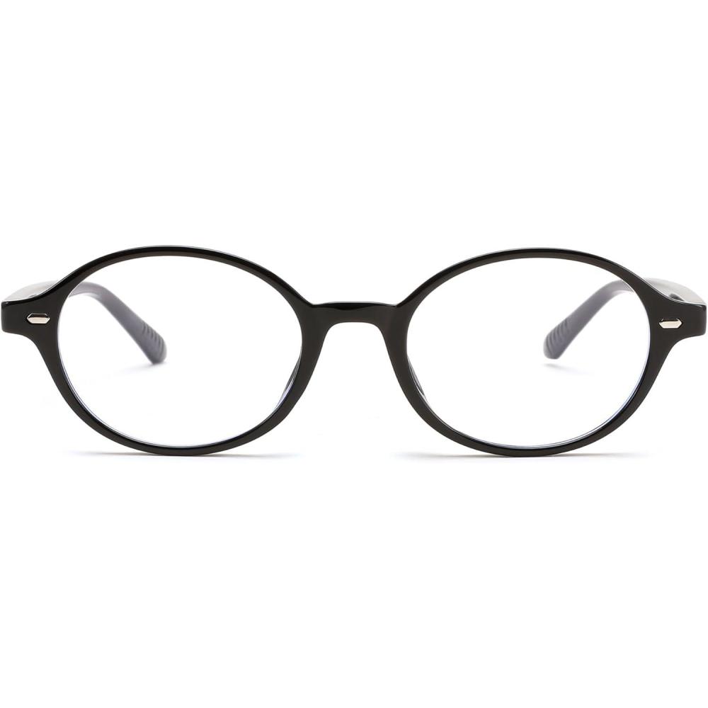 imageFEISEDY Vintage Oval Blue Light Glasses for Women Men Stylish Lightweight 90s Eyeglasses Fake Nerd Y2k Eyewear Frame B0242Black