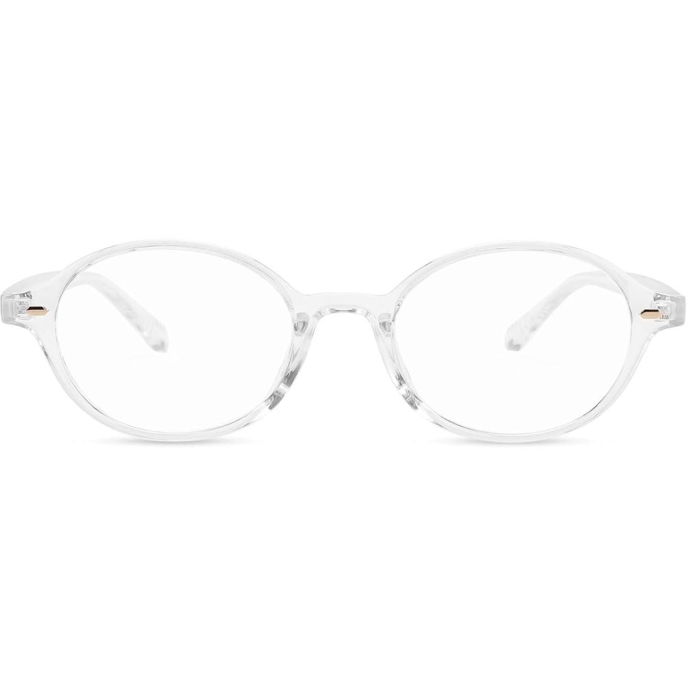 imageFEISEDY Vintage Oval Blue Light Glasses for Women Men Stylish Lightweight 90s Eyeglasses Fake Nerd Y2k Eyewear Frame B0242Transparent