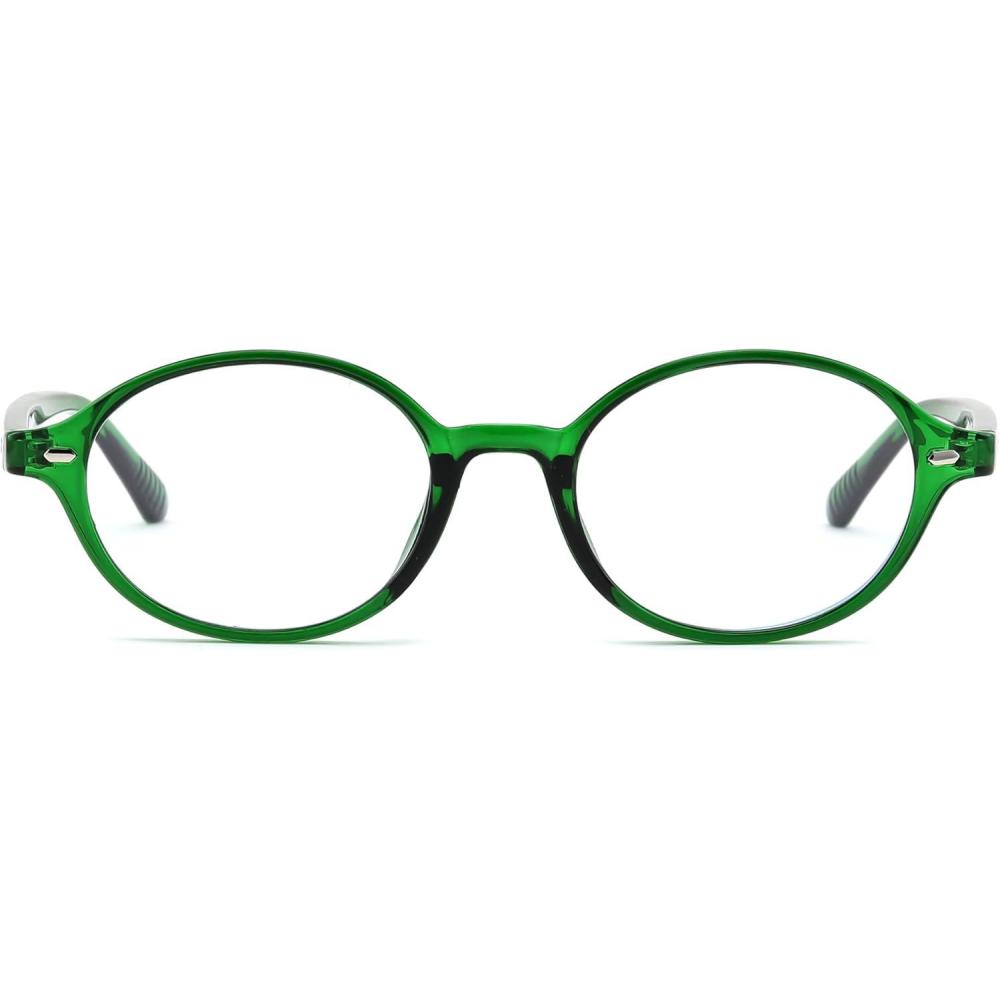 imageFEISEDY Vintage Oval Blue Light Glasses for Women Men Stylish Lightweight 90s Eyeglasses Fake Nerd Y2k Eyewear Frame B0242Transparent Green