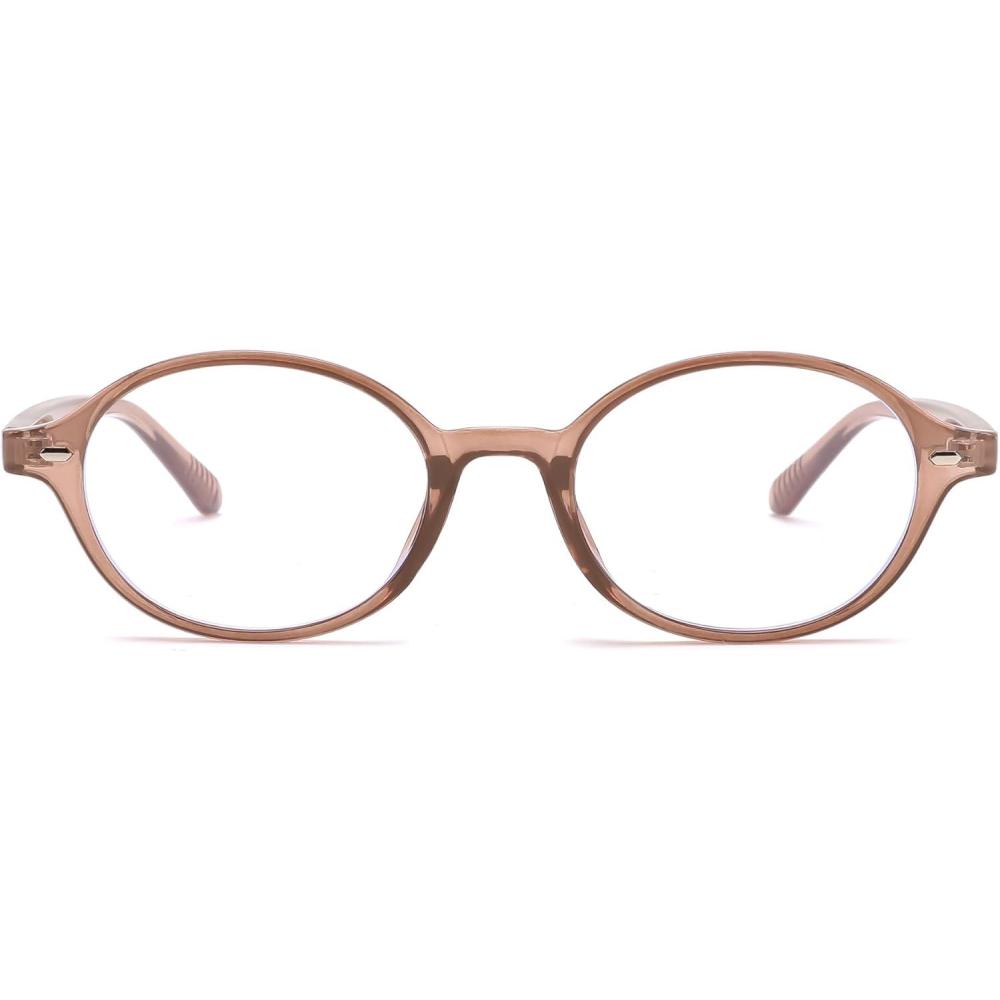 imageFEISEDY Vintage Oval Blue Light Glasses for Women Men Stylish Lightweight 90s Eyeglasses Fake Nerd Y2k Eyewear Frame B0242Transparent Tea