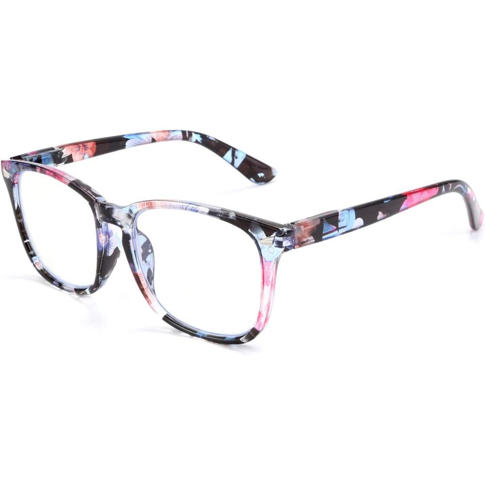 imageFEISEDY Vintage Reading Blue Light Blocking Glasses Women Men Reader Spring Hinge Glasses B2519Floral
