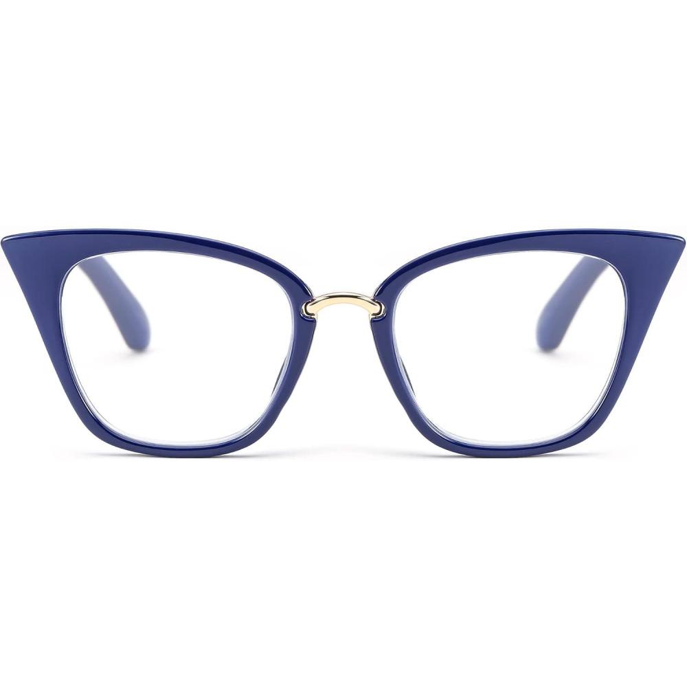 imageFEISEDY Women Oversized Cat Eye Reading Glasses Fashion Frame Readers B4072Blue
