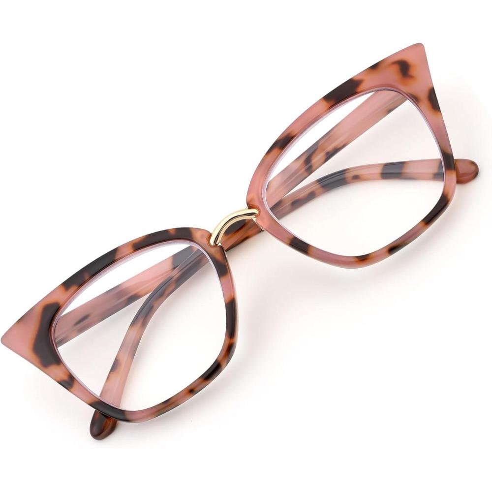 imageFEISEDY Women Oversized Cat Eye Reading Glasses Fashion Frame Readers B4072Pink Leopard