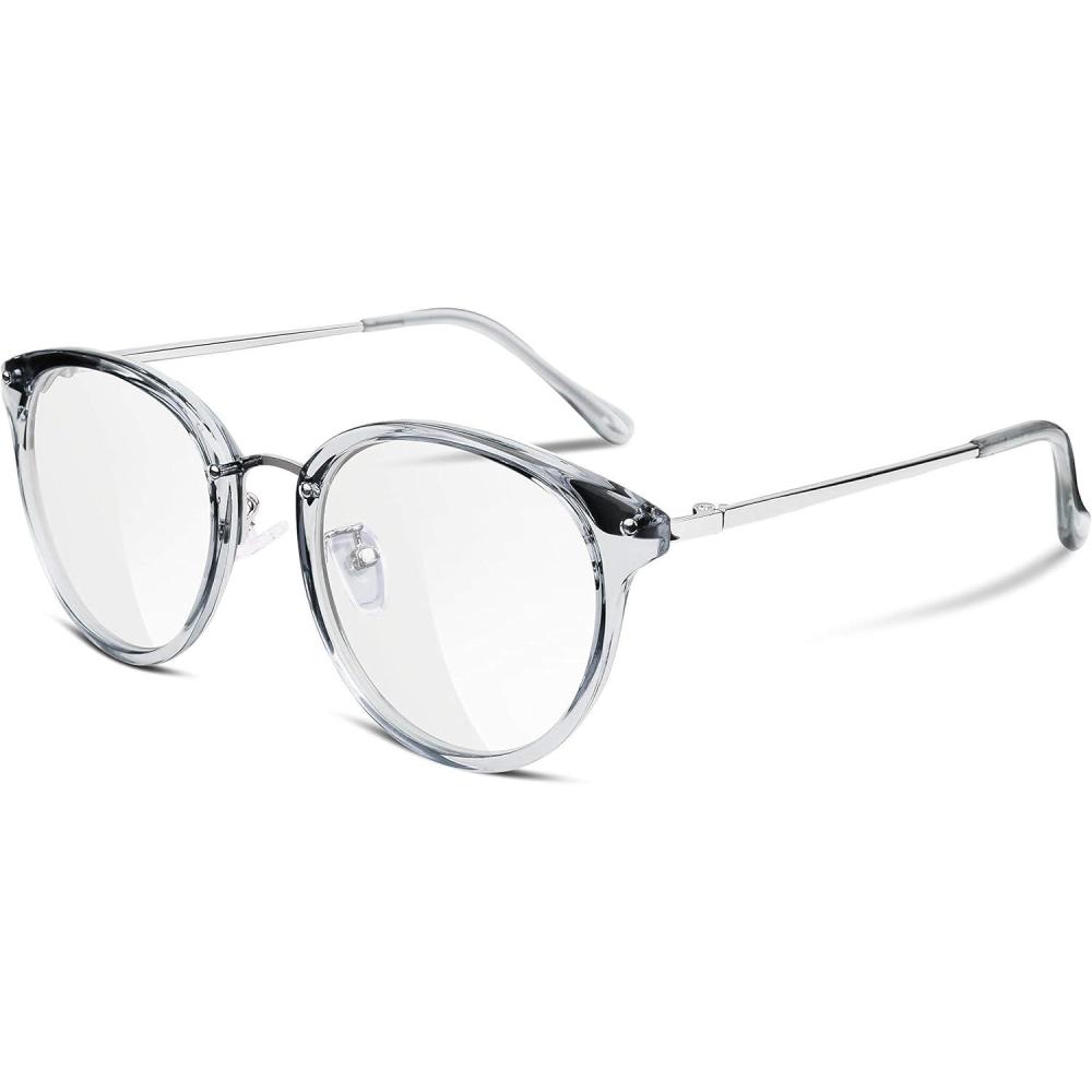 imageFEISEDY Women Vintage Glasses Frames Round Eyewear Clear Lens B2260Gery Frame Transparent Lens
