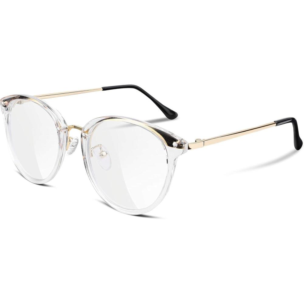 imageFEISEDY Women Vintage Glasses Frames Round Eyewear Clear Lens B2260Transparent Frame Transparent Lens