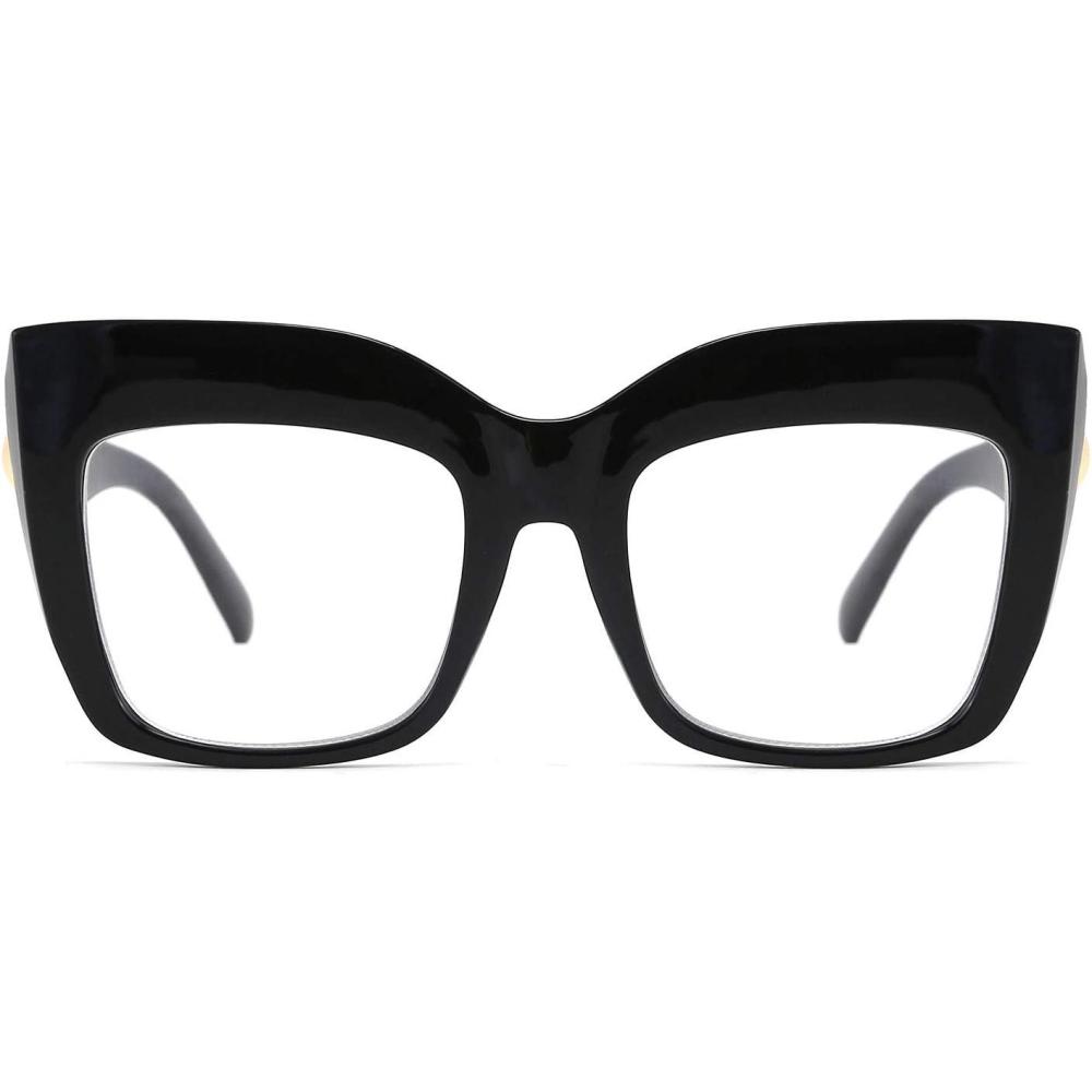 imageFEISEDY Womens Square Oversized Blue Light Filtering Reading Glasses B2627Black