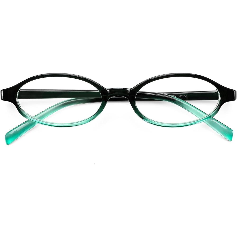 imageFEISEDY Y2K Retro Oval Blue Light Glasses for Women Fashion Small Face Eyewear Frame 90s Nerd Fake Cosplay Eyeglasses B0258Transparent Green