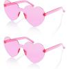 imageFEISEDY 2 Pack Rimless Heart Shaped Sunglasses Party Glasses Disco One Piece Transparent Trendy Love Glasses B2826F2Pink  Pink