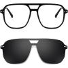 imageFEISEDY Aviator Eyewear Frames Polarized UV Protection Magnetic Clip on Sunglasses for Men Women Retro Clear Eyeglasses B0112
