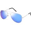 imageFEISEDY Classic Kids Sunglasses for Boys Girls Pilot Sunglasses Reflective Metal Frame Baby Age 316 B2786Silver Frame  Blue Mirrored Lens