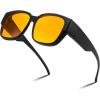 imageFEISEDY Fitover Computer Blue Light Glasses Driving Gaming Eyeglasses Anti Glare Nighttime Eye Wear with Yellow Lenses B1226