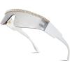 Jeweled Frame Sliver Mirrored Lens 004