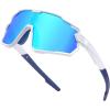 White Frame Blue Mirrored Lens