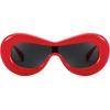 imageFEISEDY Oversized Inflated Oval Sunglasses for Women Men Fashion Thick Frame Y2K Glasses Funny Aesthetic Shades B9088 Red 60MM