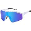 White Frame Blue Mirrored Lens