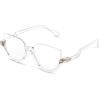 imageFEISEDY Reading Glasses for Women Fashion Half Frame Cat Eye Glasses Anti Glare Eyeglasses B0067Clear