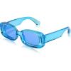 imageFEISEDY Rectangle Sunglasses for Women Men Retro Y2k 90s Thick Frame Chunky Square Sunglasses UV400 Protection B2307Blue