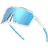 Clear Frame Blue Mirrored Lens