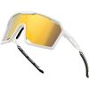 White Frame Gold Mirrored Lens