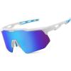 imageFEISEDY Sports Sunglasses Cycling Glasses for Men and WomenUV400 Protection Glasses for Baseball Fishing Golf B0069Black Frame  Blue Mirror Lens