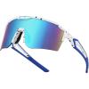 White Frame Blue Mirror Lens