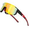 imageFEISEDY Sports Sunglasses for Men Women Cycling Running Fishing Shades Sun Glasses B0130Black Frame Red Mirrored Lens