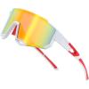 imageFEISEDY Sports Sunglasses for Men Women Cycling Running Fishing Shades Sun Glasses B0130White Frame Red Mirrored Lens